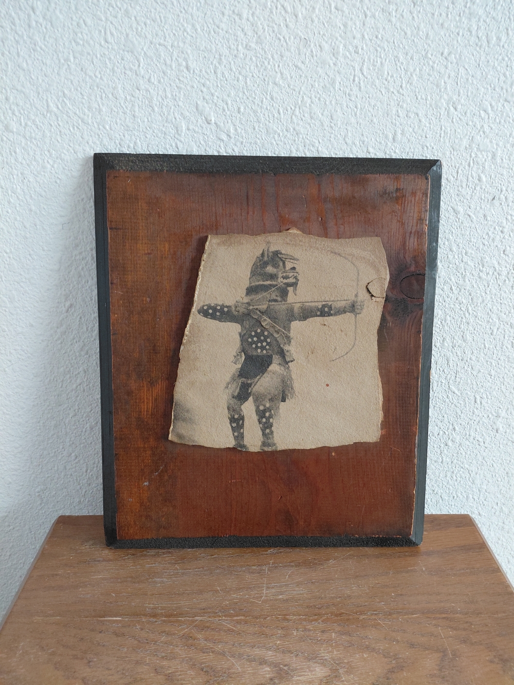 Wolf Kachina Photo On The Stone Kaibab Tucson Az Wooden Base Native Hopie Art.